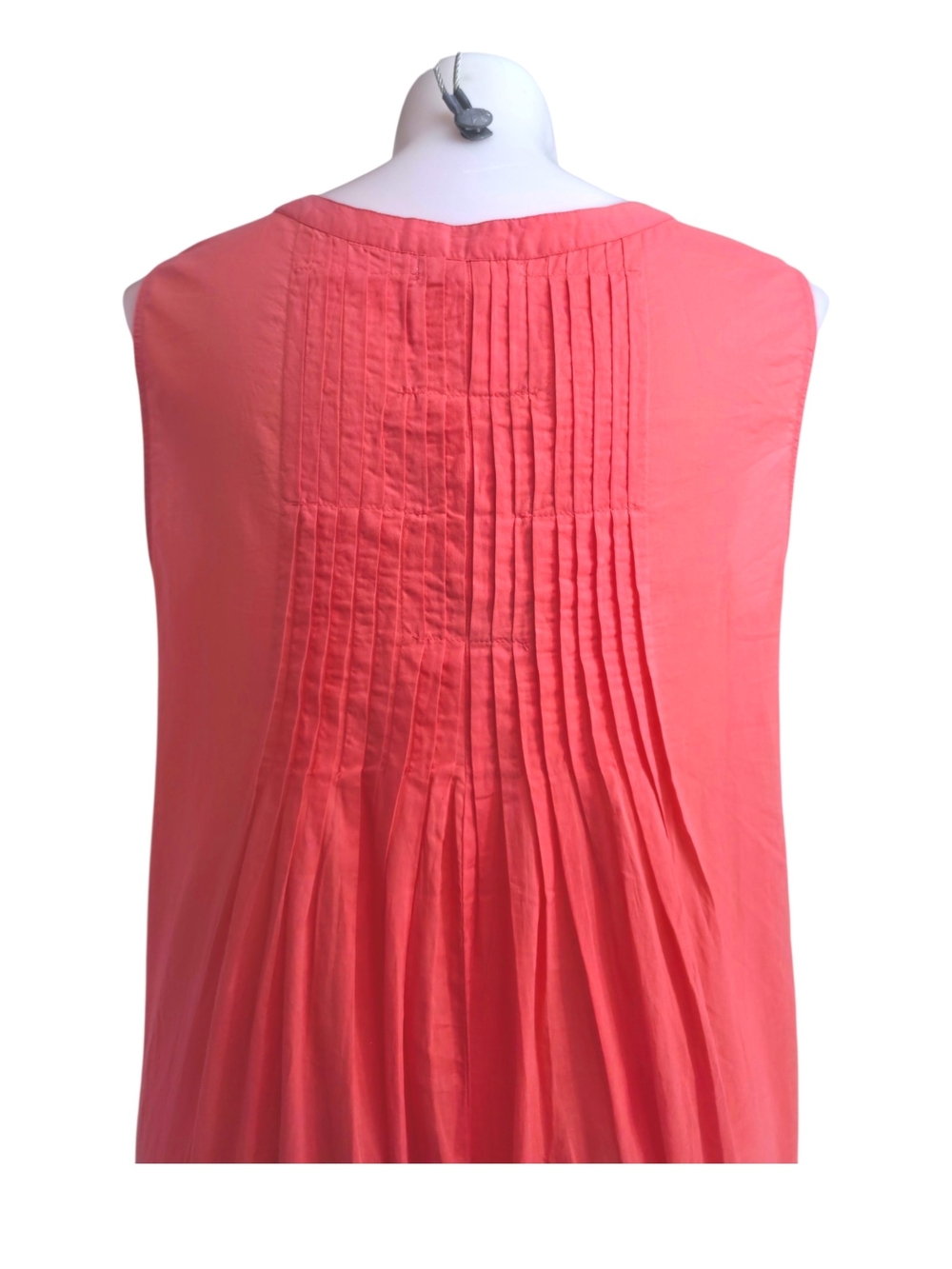 LA CERA Coral Cotton Pintuck Midi Dress XL Boho Embroidered India - Picture 4 of 13